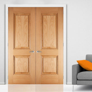 Image: LPD Joinery Arnhem 2 Panel Oak Fire Door Pair - 1/2 Hour Fire Rated - Prefinished