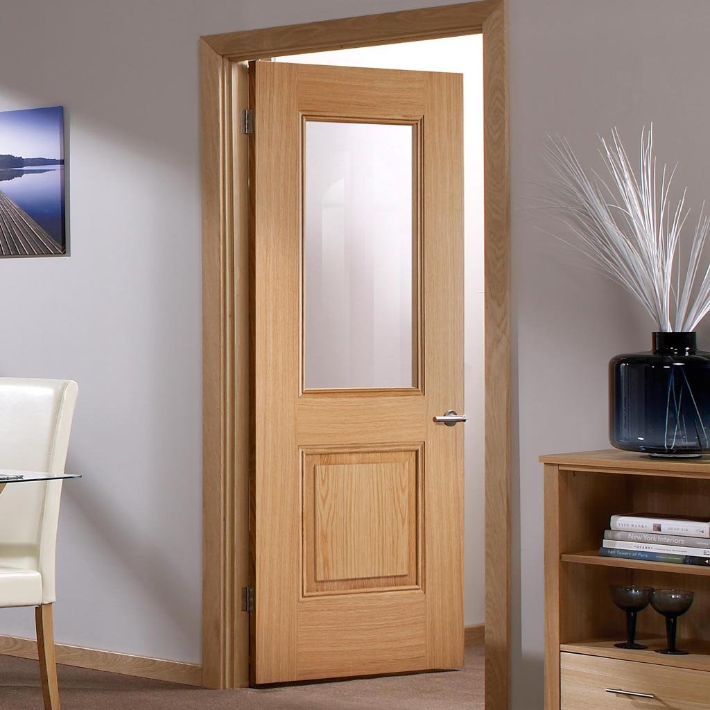 arnhem 1l1p oak door clear safety glass prefinishe