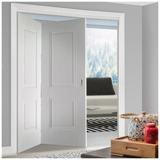 Image: Two Folding Doors & Frame Kit - Arnhem 2 Panel 2+0 - White Primed