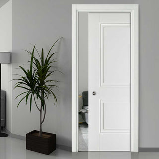 Image: Arnhem 2 Panel Single Evokit Pocket Door - White Primed