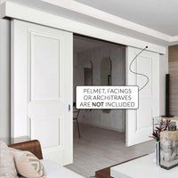 Double Sliding Door & Wall Track - Arnhem 2 Panel Doors - White Primed