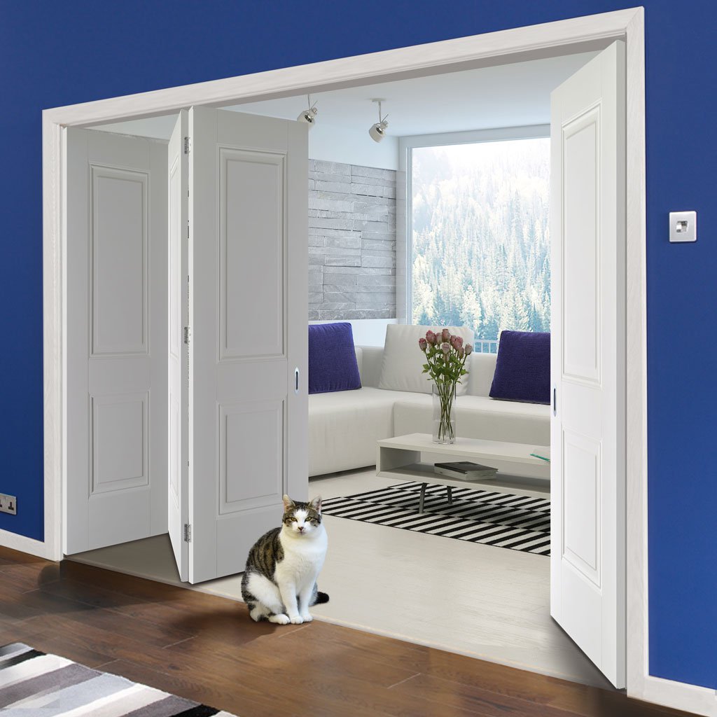 Four Folding Doors & Frame Kit - Arnhem 2 Panel 3+1 - White Primed