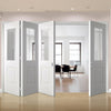 Four Folding Doors & Frame Kit - Arnhem 1 Pane 1 Panel 3+1 - Clear Glass - White Primed