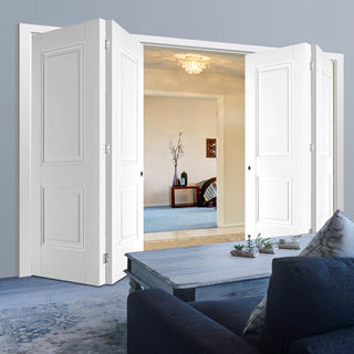 Image: Four Folding Doors & Frame Kit - Arnhem 2 Panel 2+2 - White Primed