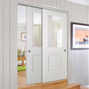 Two Sliding Doors and Frame Kit - Arnhem 1 Pane 1 Panel Door - Clear Glass - White Primed