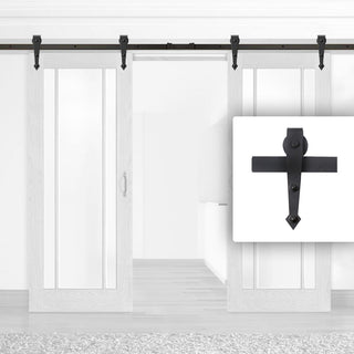 Image: Black Double Sliding Track - Barn Style - Arrowhead Hanger