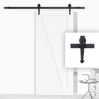 Image: Black Single Sliding Track - Barn Style - Arrowhead Hanger