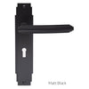 Art Deco ADR013 Bathroom Backplate Lever Lock Door Handles - Matt Black Finish