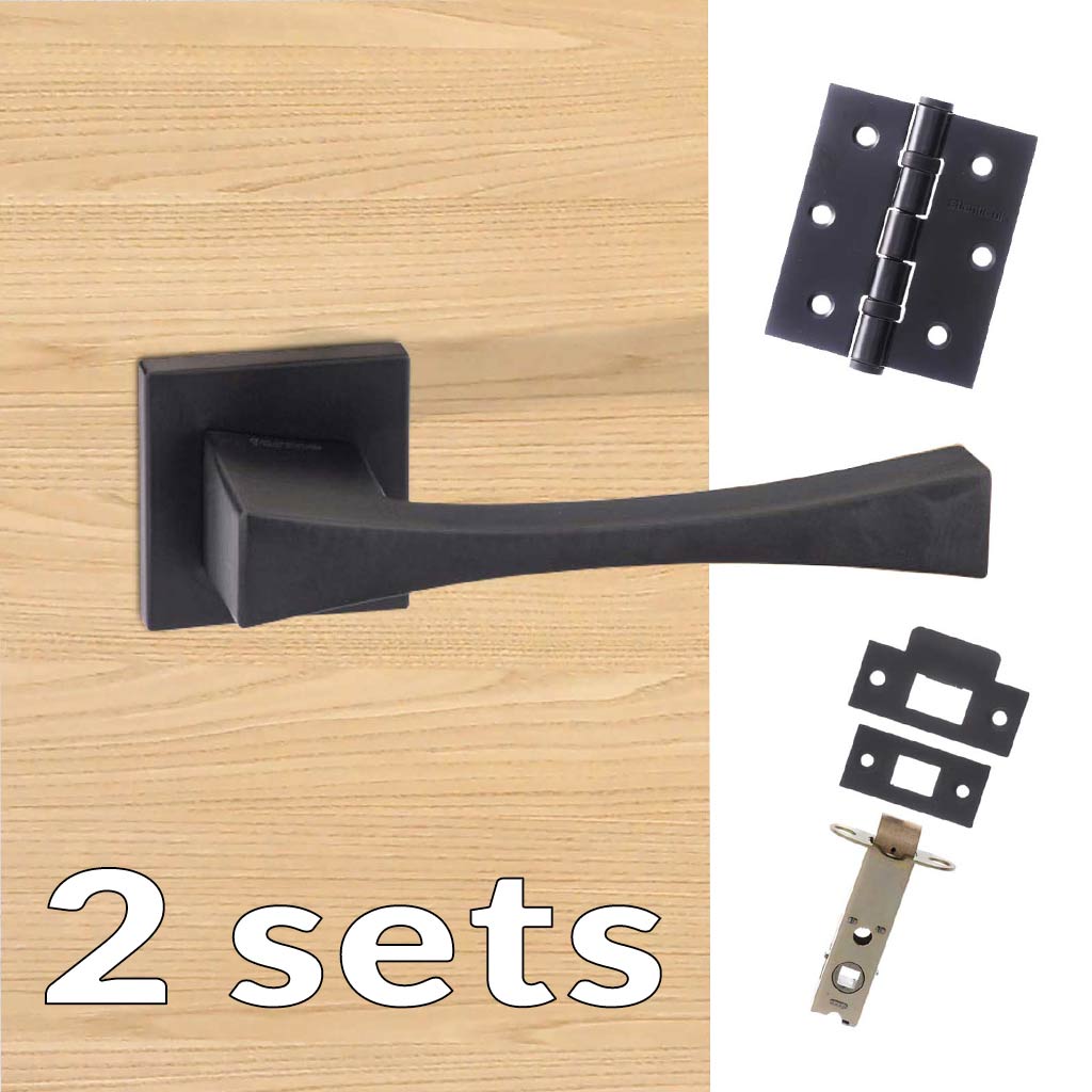 Two Pack Forme Artemide Designer Lever on Minimal Square Rose - Matt Black