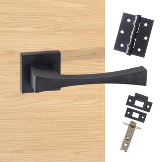 Image: Forme Artemide Designer Lever on Minimal Square Rose - Matt Black Handle Pack