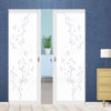 Eco-Urban Artisan® Double Absolute Evokit Pocket Door - Birch Tree 6mm Obscure Glass - Obscure Printed Design - Colour & Size Options