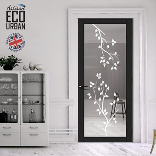 Image: Artisan Solid Wood Internal Door - Birch Tree 6mm Clear Glass - Obscure Printed Design - Eco-Urban® 6 Premium Primed Colour Choices