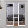 Eco-Urban Artisan® Double Absolute Evokit Pocket Door - Drem 6mm Clear Glass - Obscure Printed Design - Colour & Size Options