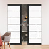 Eco-Urban Artisan® Double Absolute Evokit Pocket Door - Drem 6mm Obscure Glass - Clear Printed Design - Colour & Size Options