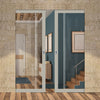 Eco-Urban Artisan® Double Absolute Evokit Pocket Door - Gogar 6mm Clear Glass - Obscure Printed Design - Colour & Size Options