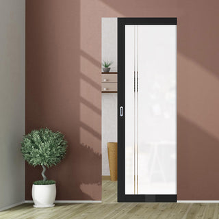 Image: Eco-Urban Artisan® Single Absolute Evokit Pocket Door - Gogar 6mm Obscure Glass - Clear Printed Design - Colour & Size Options