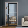 Eco-Urban Artisan® Single Evokit Pocket Door - Gullane 6mm Clear Glass - Obscure Printed Design - Colour & Size Options
