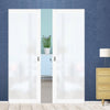 Eco-Urban Artisan® Double Absolute Evokit Pocket Door - Juniper 6mm Obscure Glass - Obscure Printed Design - Colour & Size Options
