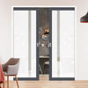 Eco-Urban Artisan® Double Evokit Pocket Door - Juniper 6mm Obscure Glass - Clear Printed Design - Colour & Size Options