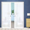 Eco-Urban Artisan® Double Evokit Pocket Door - Juniper 6mm Obscure Glass - Obscure Printed Design - Colour & Size Options