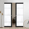 Eco-Urban Artisan® Double Absolute Evokit Pocket Door - Lauder 6mm Obscure Glass - Obscure Printed Design - Colour & Size Options