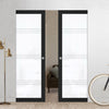 Eco-Urban Artisan® Double Absolute Evokit Pocket Door - Lauder 6mm Obscure Glass - Obscure Printed Design - Colour & Size Options