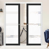 Eco-Urban Artisan® Double Evokit Pocket Door - Lauder 6mm Obscure Glass - Clear Printed Design - Colour & Size Options