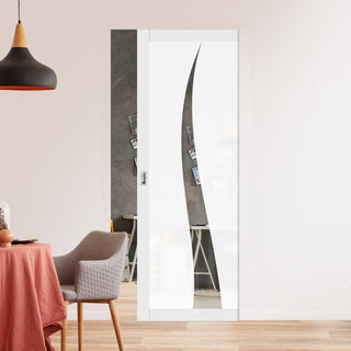 Image: Eco-Urban Artisan® Single Absolute Evokit Pocket Door - Roslin 6mm Obscure Glass - Clear Printed Design - Colour & Size Options