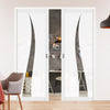 Eco-Urban Artisan® Double Evokit Pocket Door - Roslin 6mm Obscure Glass - Clear Printed Design - Colour & Size Options