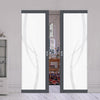Eco-Urban Artisan® Double Absolute Evokit Pocket Door - Stenton 6mm Obscure Glass - Obscure Printed Design - Colour & Size Options