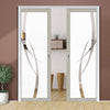 Eco-Urban Artisan Double Evokit Pocket Door - Stenton 6mm Obscure Glass - Clear Printed Design - Colour & Size Options