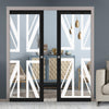 Eco-Urban Artisan® Double Evokit Pocket Door - Union Jack Flag 6mm Clear Glass - Obscure Printed Design - Colour & Size Options