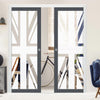 Eco-Urban Artisan® Double Evokit Pocket Door - Union Jack Flag 6mm Obscure Glass - Clear Printed Design - Colour & Size Options