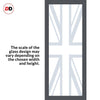 Eco-Urban Artisan® Double Evokit Pocket Door - Union Jack Flag 6mm Obscure Glass - Clear Printed Design - Colour & Size Options