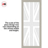 Eco-Urban Artisan® Double Evokit Pocket Door - Union Jack Flag 6mm Obscure Glass - Obscure Printed Design - Colour & Size Options