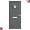 Cottage Style Aruba 1 Composite Front Door Set with Linear Glass - Shown in Mouse Grey