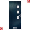 Cottage Style Aruba 3 Composite Front Door Set with Hnd Kupang Blue Glass - Shown in Blue