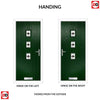 Cottage Style Aruba 3 Composite Front Door Set with Central Laptev Black Glass - Shown in Green