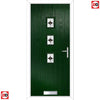 Cottage Style Aruba 3 Composite Front Door Set with Central Laptev Black Glass - Shown in Green