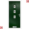 Cottage Style Aruba 3 Composite Front Door Set with Central Laptev Black Glass - Shown in Green