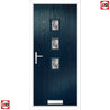 Cottage Style Aruba 3 Composite Front Door Set with Central Abstract Glass - Shown in Blue