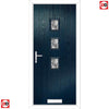Cottage Style Aruba 3 Composite Front Door Set with Central Abstract Glass - Shown in Blue