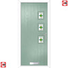 Cottage Style Aruba 3 Composite Front Door Set with Hnd Laptev Green Glass - Shown in Chartwell Green