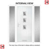Cottage Style Aruba 3 Composite Front Door Set with Double Side Screen - Central Abstract Glass - Shown in Blue
