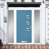 Cottage Style Aruba 3 Composite Front Door Set with Double Side Screen - Hnd Diamond Grey Glass - Shown in Pastel Blue