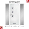 Cottage Style Aruba 3 Composite Front Door Set with Double Side Screen - Hnd Diamond Grey Glass - Shown in Pastel Blue