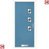 Cottage Style Aruba 3 Composite Front Door Set with Hnd Diamond Grey Glass - Shown in Pastel Blue