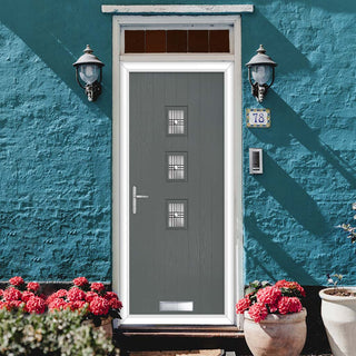 Image: Cottage Style Aruba 3 Composite Front Door Set with Central Matisse Glass - Shown in Mouse Grey