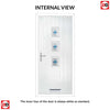 Cottage Style Aruba 3 Composite Front Door Set with Central Laptev Blue Glass - Shown in Red