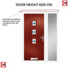 Cottage Style Aruba 3 Composite Front Door Set with Single Side Screen - Central Laptev Blue Glass - Shown in Red